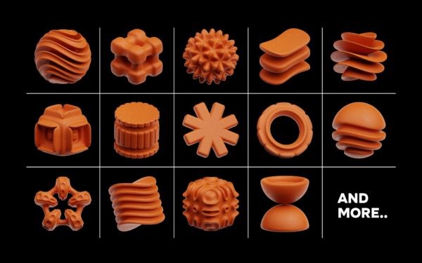 17 Leather Abstract Shape 3D Icon Pack