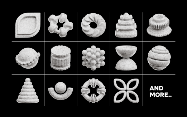 Marble Abstract Shape 3D Icon Pack