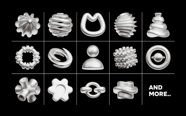 Metal Abstract Shape 3D Icon Pack