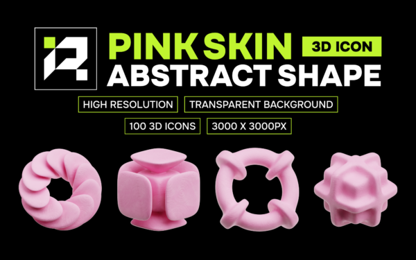 Pink Skin Abstract Shape 3D Icon Pack
