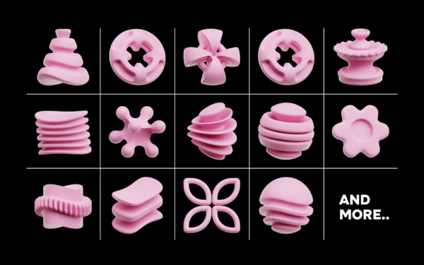 Pink Skin Abstract Shape 3D Icon Pack