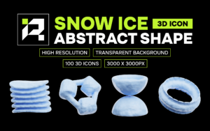 Snow Ice Abstract Shape 3D Icon Pack Snow Ice Abstract Shape 3D Icon Pack