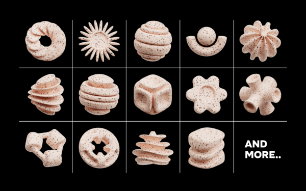 32 Terrazzo Abstract Shape 3D Icon Pack