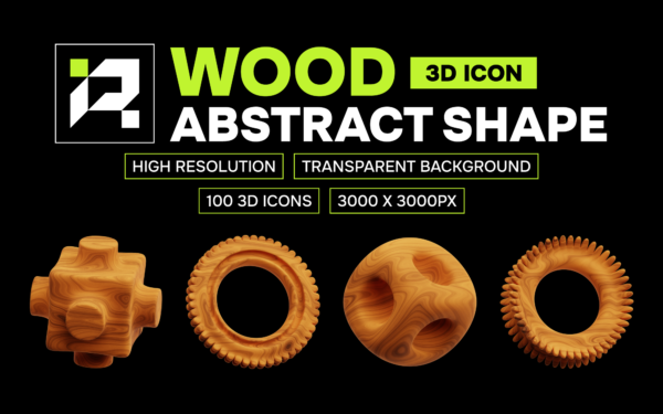 Wood Abstract Shape 3D Icon Pack Wood Abstract Shape 3D Icon Pack