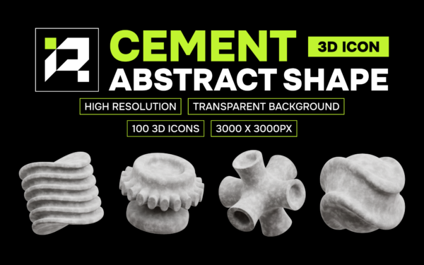 Cement Abstract Shape 3D Icon Pack
