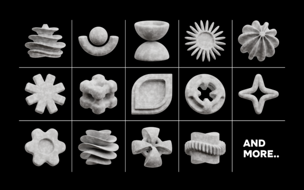 Cement Abstract Shape 3D Icon Pack