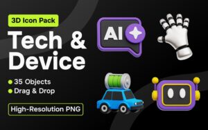 Tech & Device 3D Icon Siap Pakai