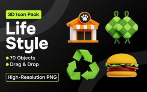 Lifestyle 3D Icon Siap Pakai