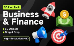Business & Finance 3D Icon Pack Siap Pakai