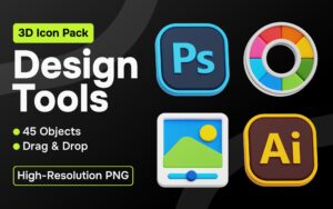 Design Tools 3D Icon Siap Pakai